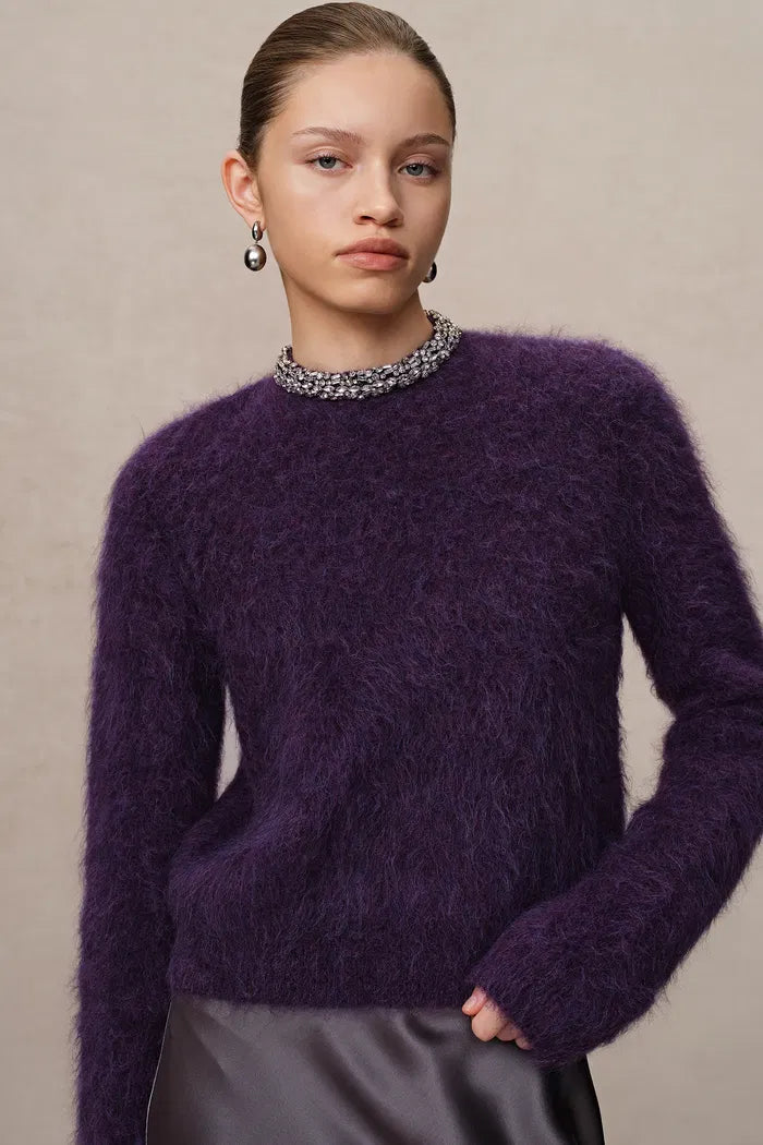 Women's Long Sleeve Knit Purple Jumper | Relaxed
