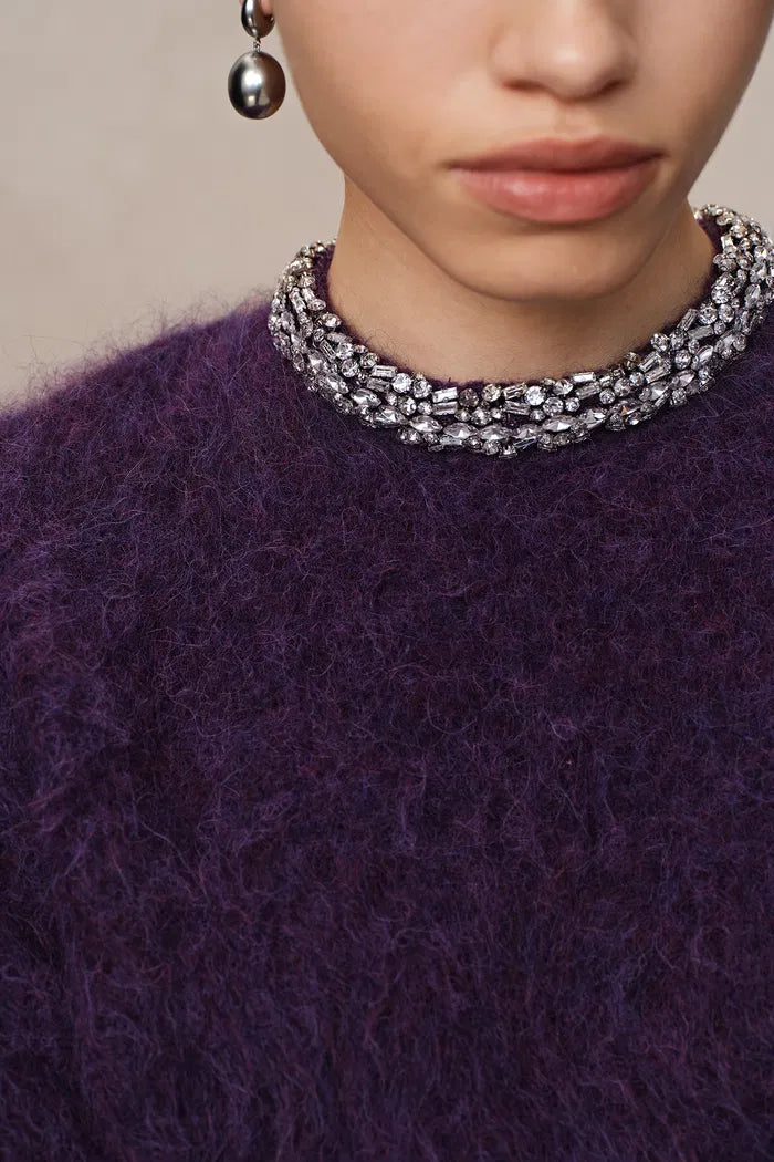 Women's Long Sleeve Knit Purple Jumper | Relaxed