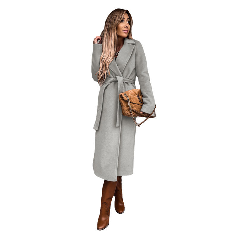 Women's Long Trench Coat Belt Wrap | Black