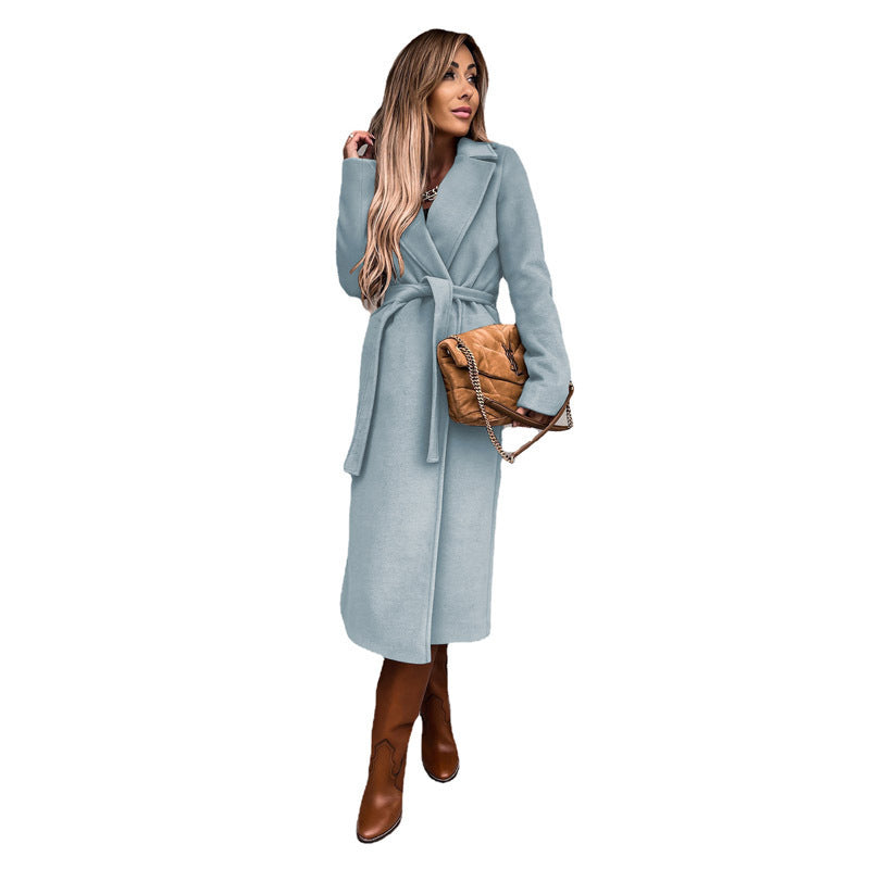Women's Long Trench Coat Belt Wrap | Black