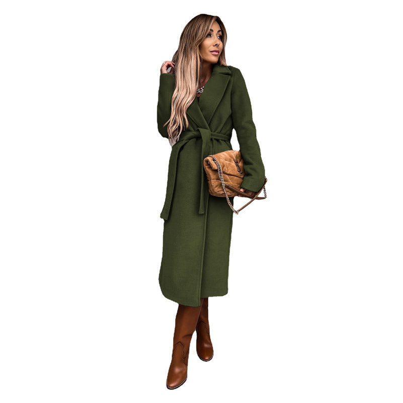Women's Long Trench Coat Belt Wrap | Black