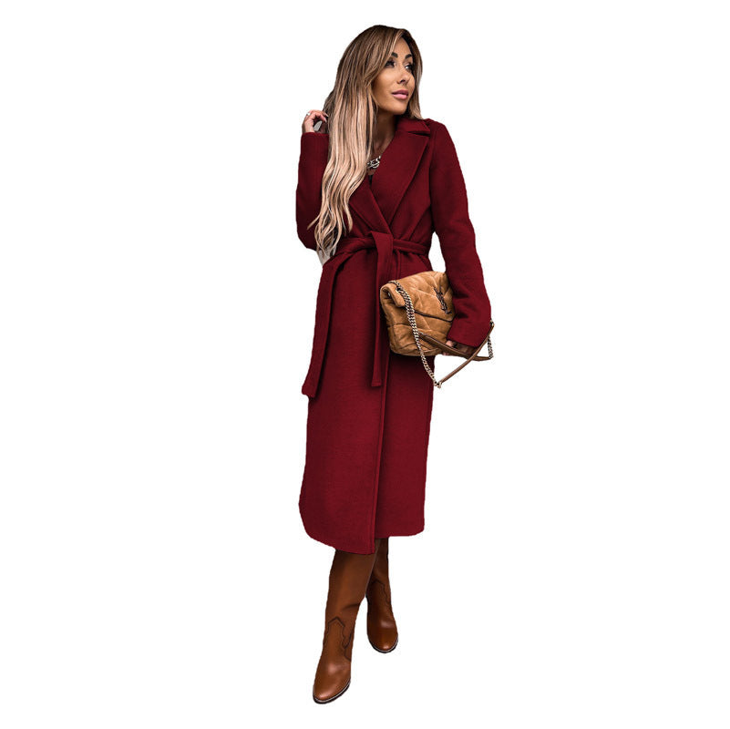 Women's Long Trench Coat Belt Wrap | Black