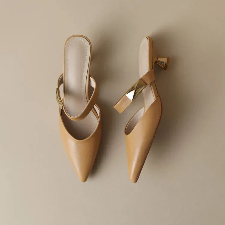 Women's Mules Pointed Toe Strap Heeled | Formal