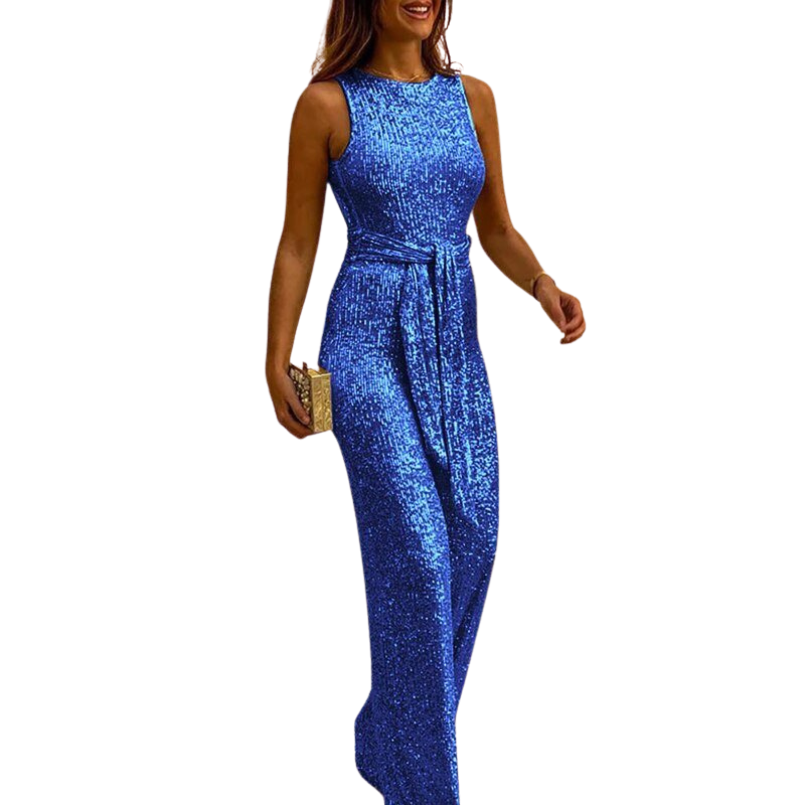 Women's New Years Eve Outfit Sequin Wide Leg Jumpsuit | Party
