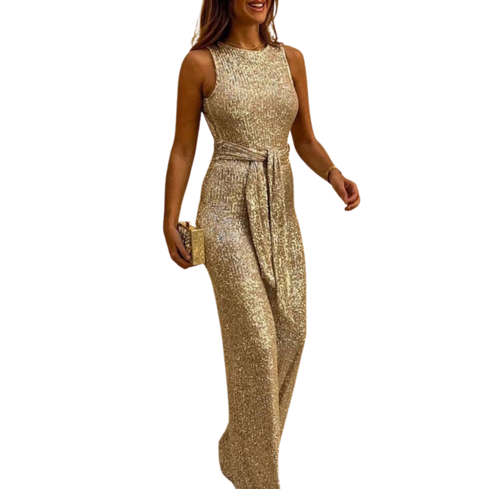 Women's New Years Eve Outfit Sequin Wide Leg Jumpsuit | Party
