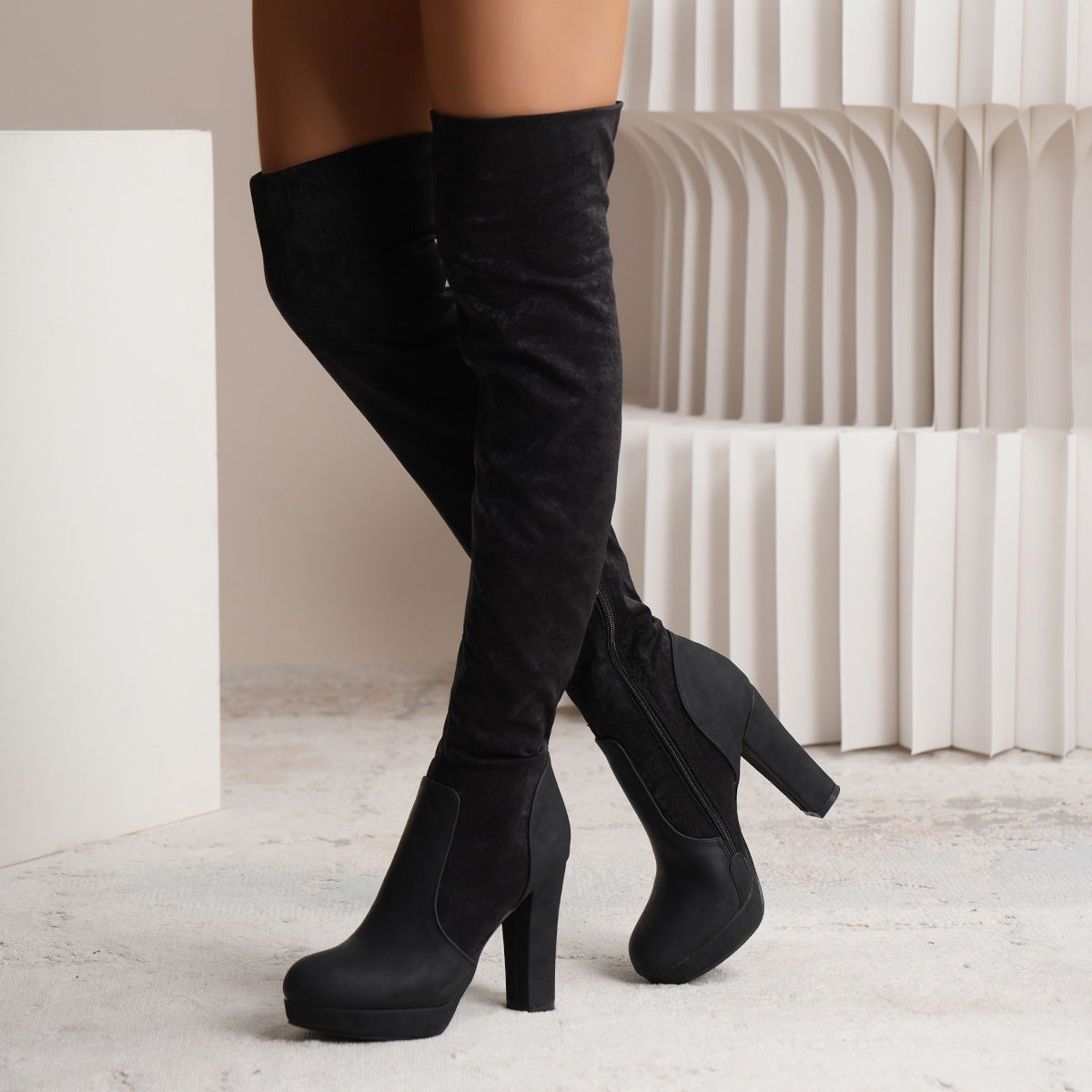 Women's Over The Knee Boots With Side Zip | High Heel
