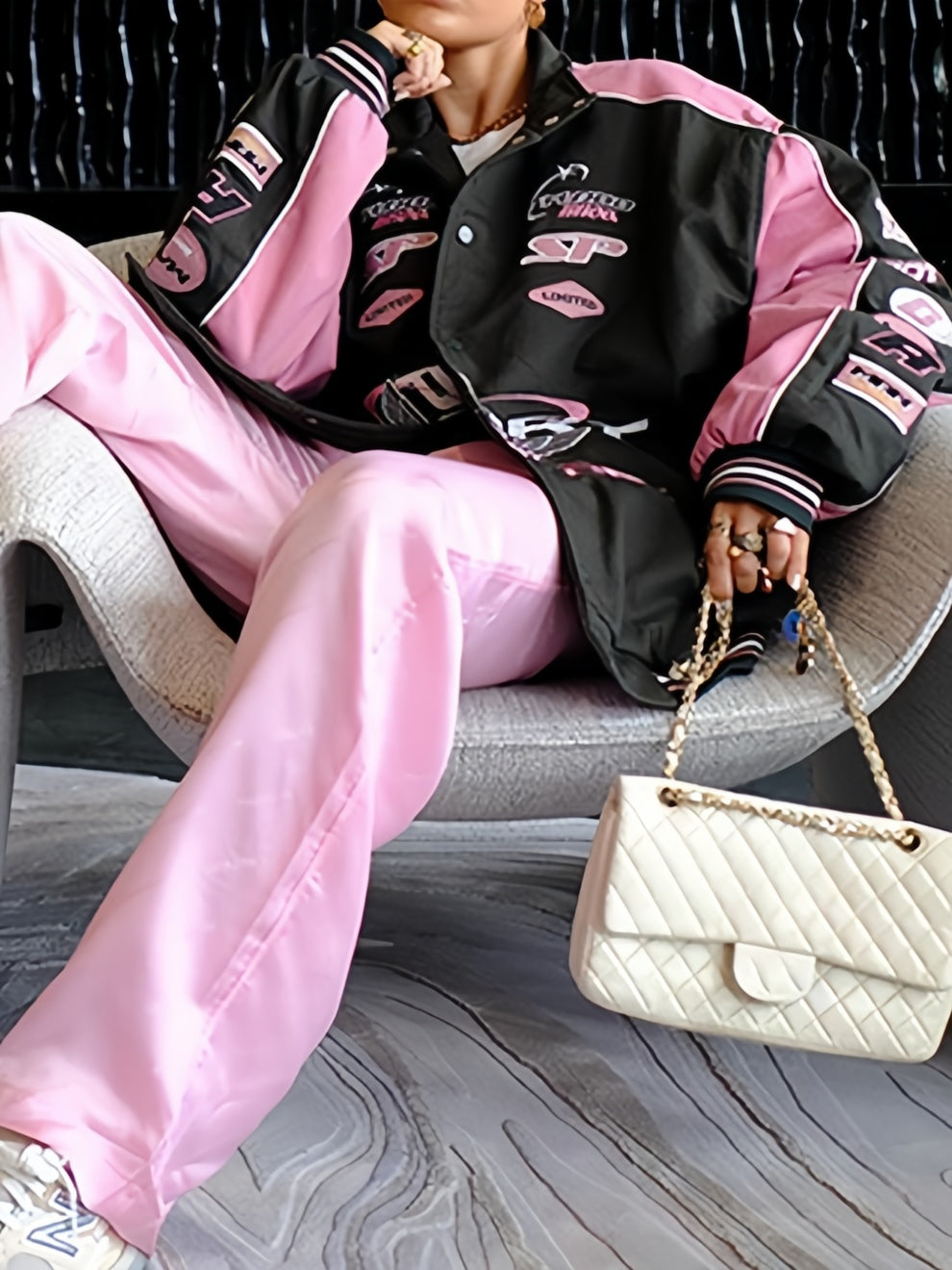 Women's Oversize Varsity Jacket | Two-Tone