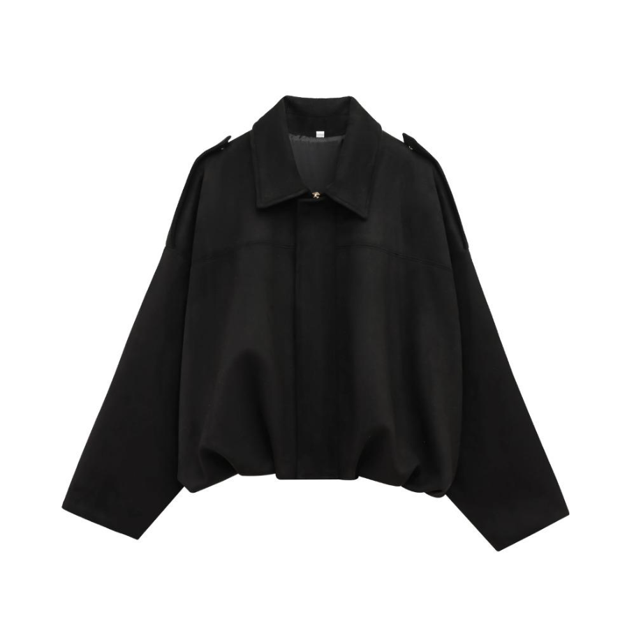 Women's Oversized Cropped Suede Jacket | Textured