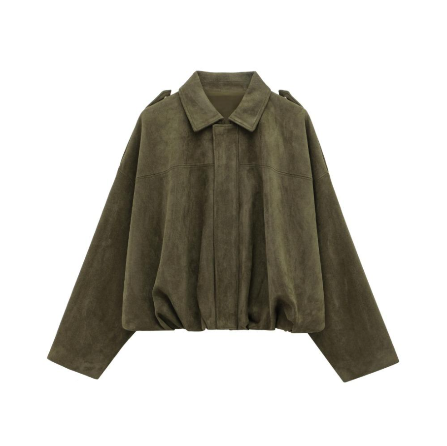 Women's Oversized Cropped Suede Jacket | Textured
