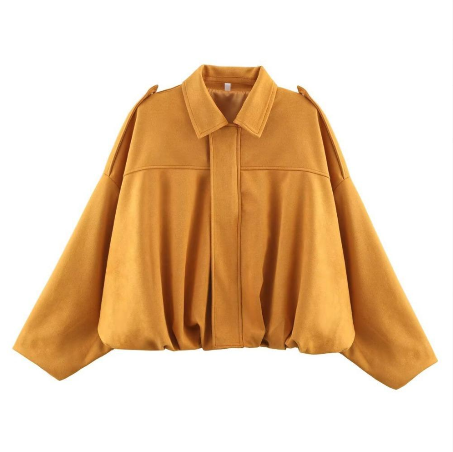 Women's Oversized Cropped Suede Jacket | Textured