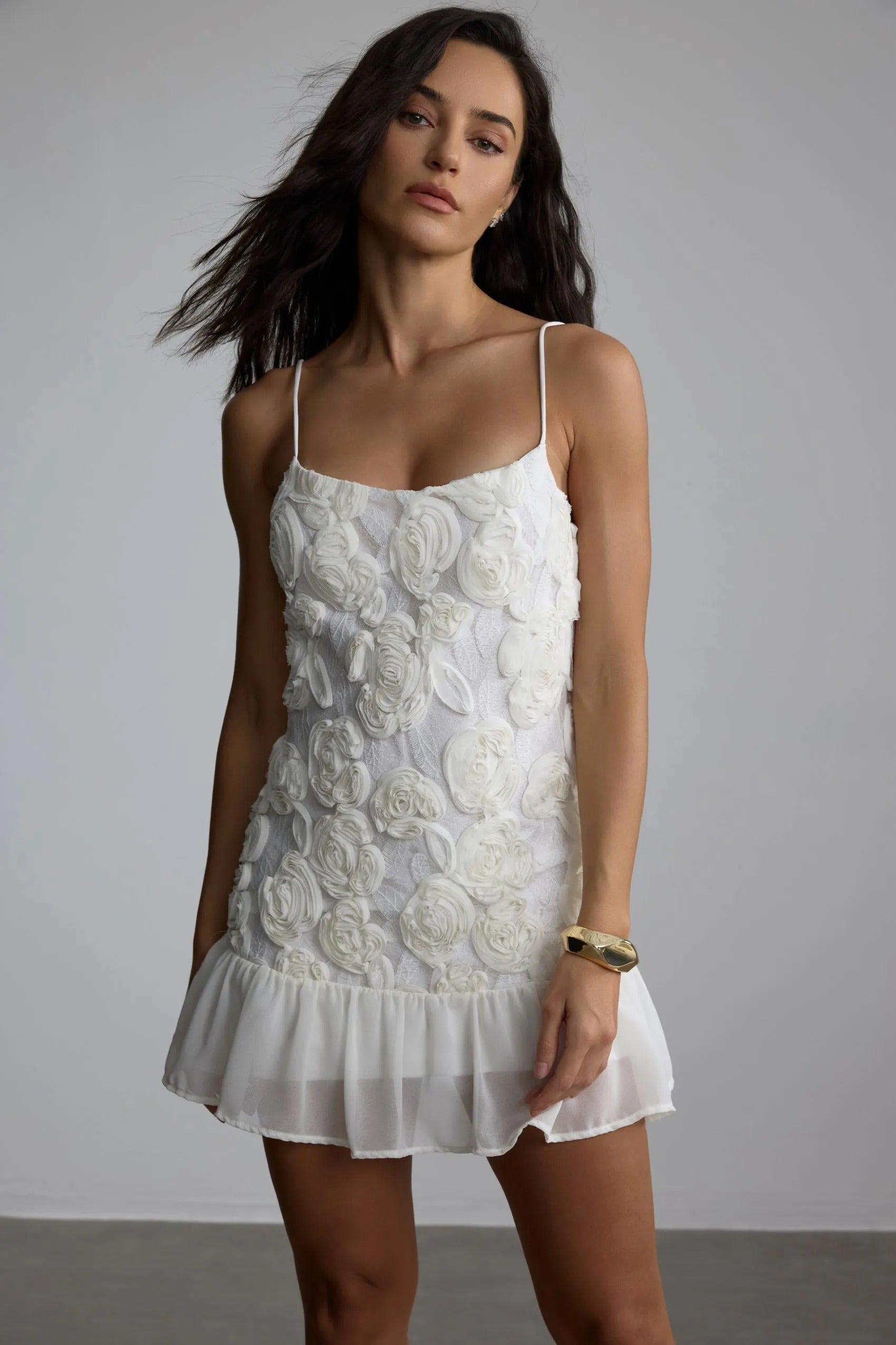 Women's Party Dress 3D Floral Mini | Ruffle Hem