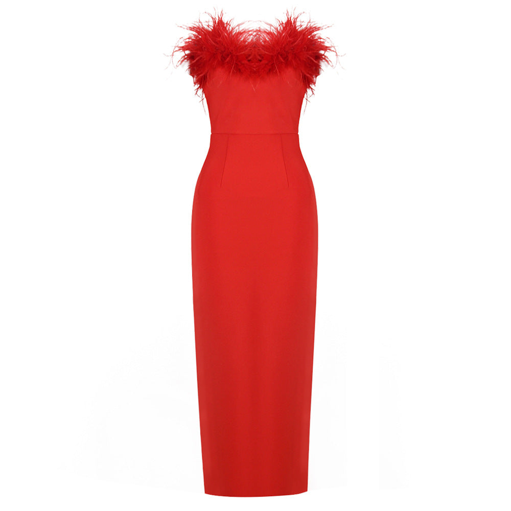 Women's Party Dress Off Shoulder Feather Trim | Glamour