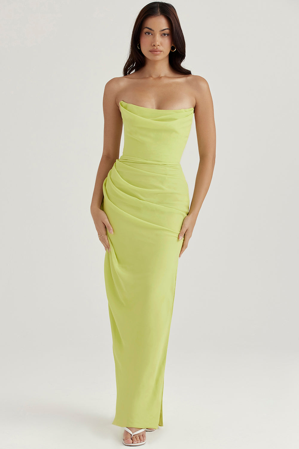 Women’s Party Dress Strapless Cowl Maxi with Slit | Evening