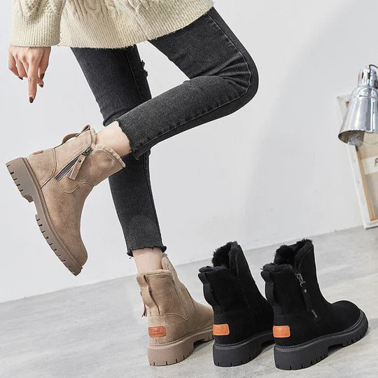 Women's Plush Lined Boots With Grip Sole | Winter