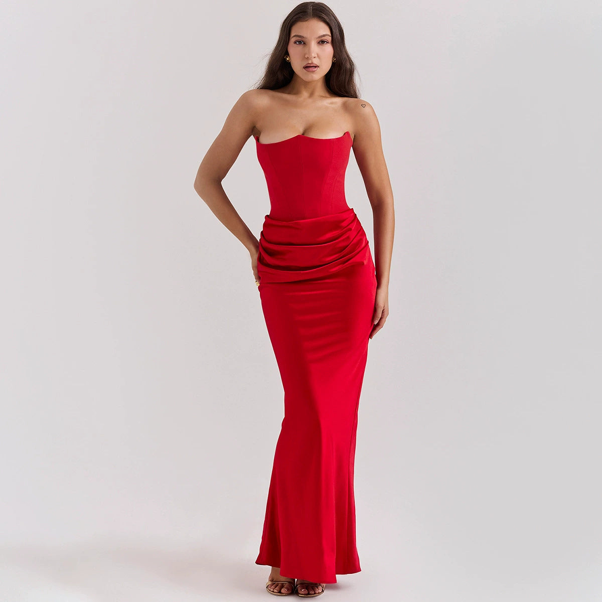 Women's Prom Dress Strapless | Elegant Ruched Gown