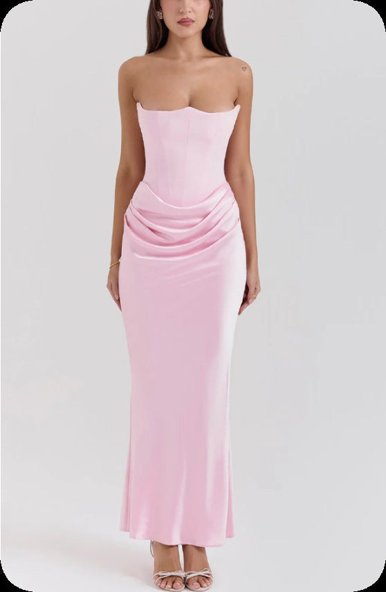 Women's Prom Dress Strapless | Elegant Ruched Gown