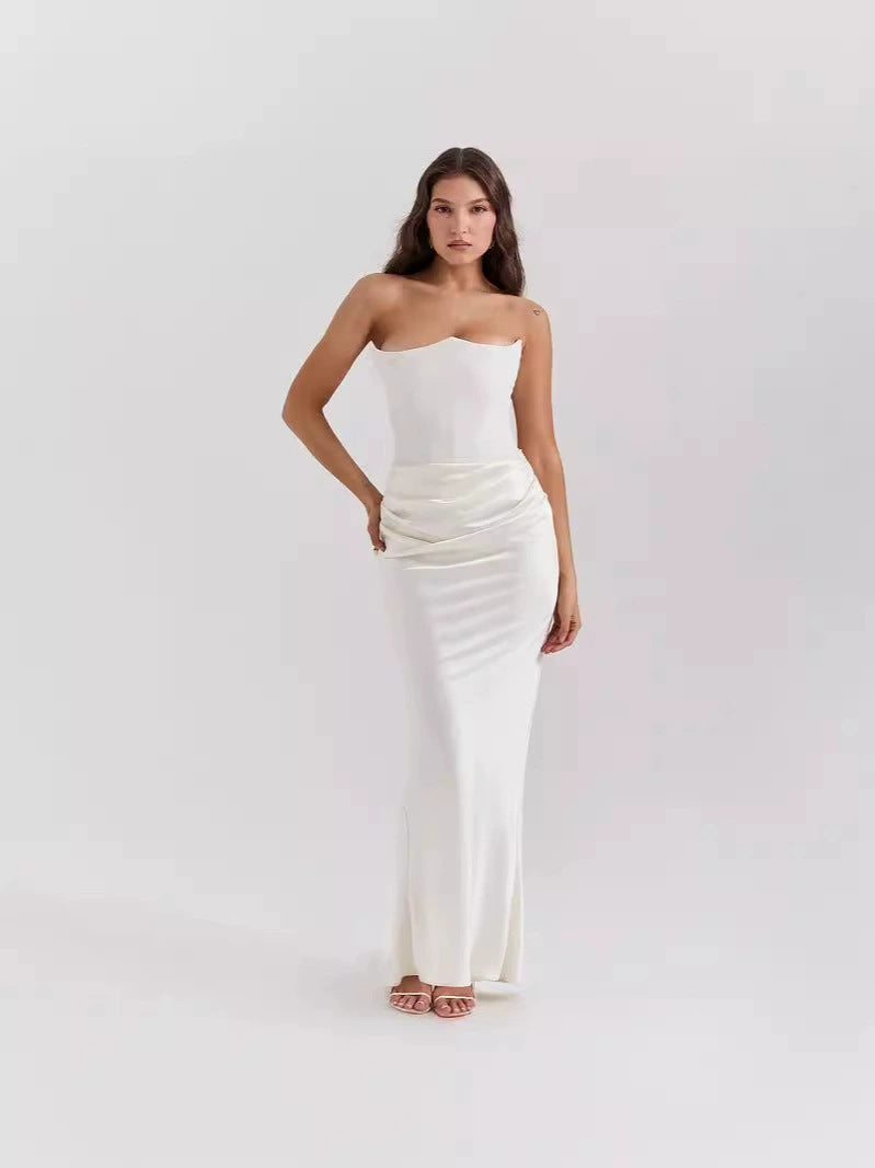 Women's Prom Dress Strapless | Elegant Ruched Gown