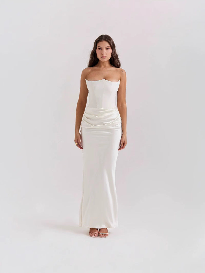 Women's Prom Dress Strapless | Elegant Ruched Gown