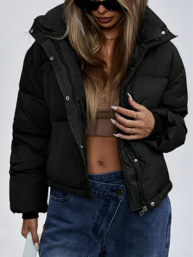 Women's Puffer Jacket Cropped High Neck | Winter