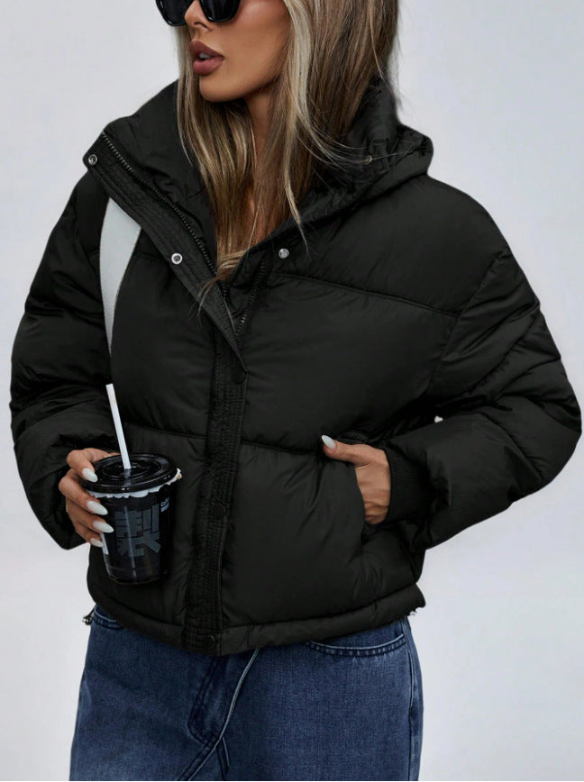 Women's Puffer Jacket Cropped High Neck | Winter