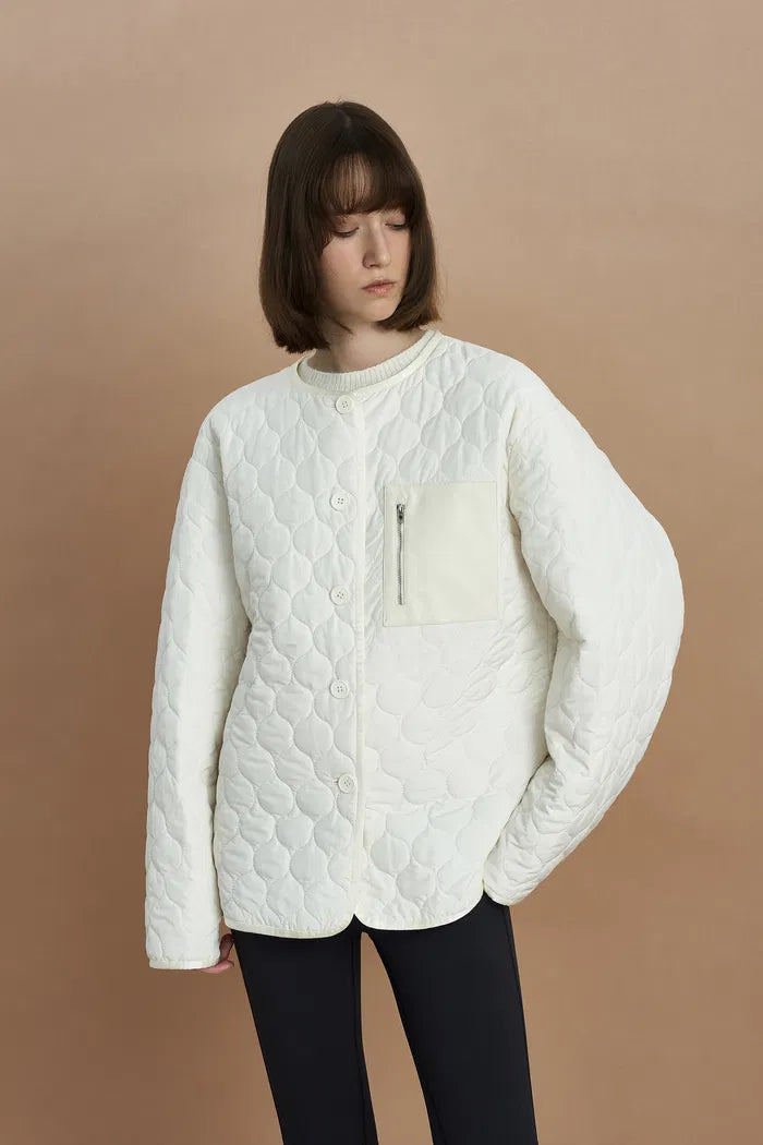 Women's Quilted Jacket With Zip Chest Pocket | Button-Up