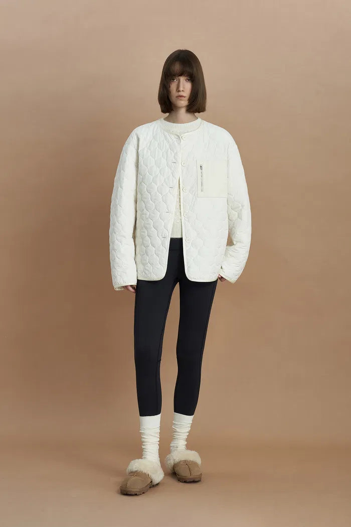Women's Quilted Jacket With Zip Chest Pocket | Button-Up