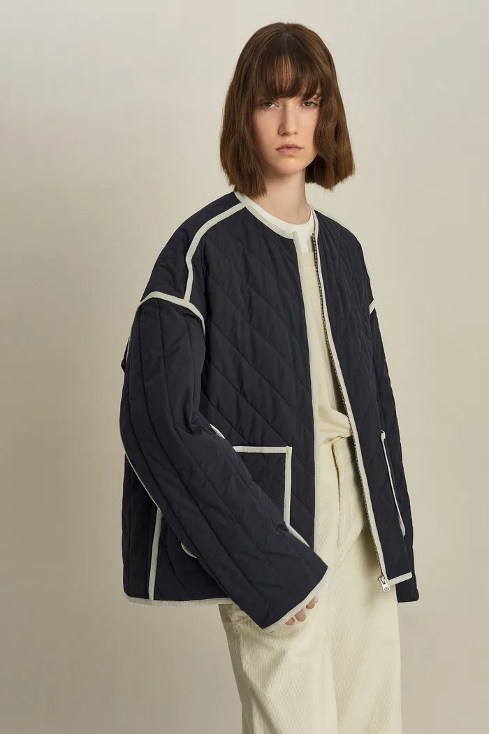 Women's Quilted Jacket with Contrast Trim | Lightweight