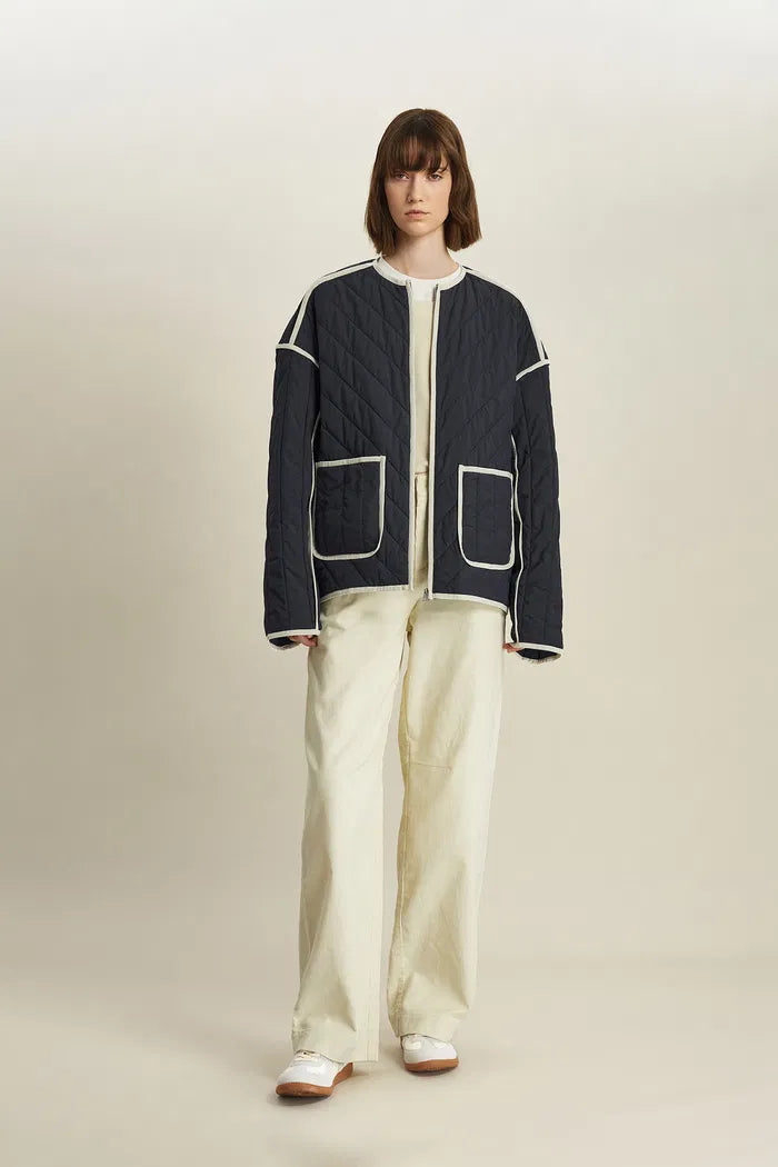 Women's Quilted Jacket with Contrast Trim | Lightweight
