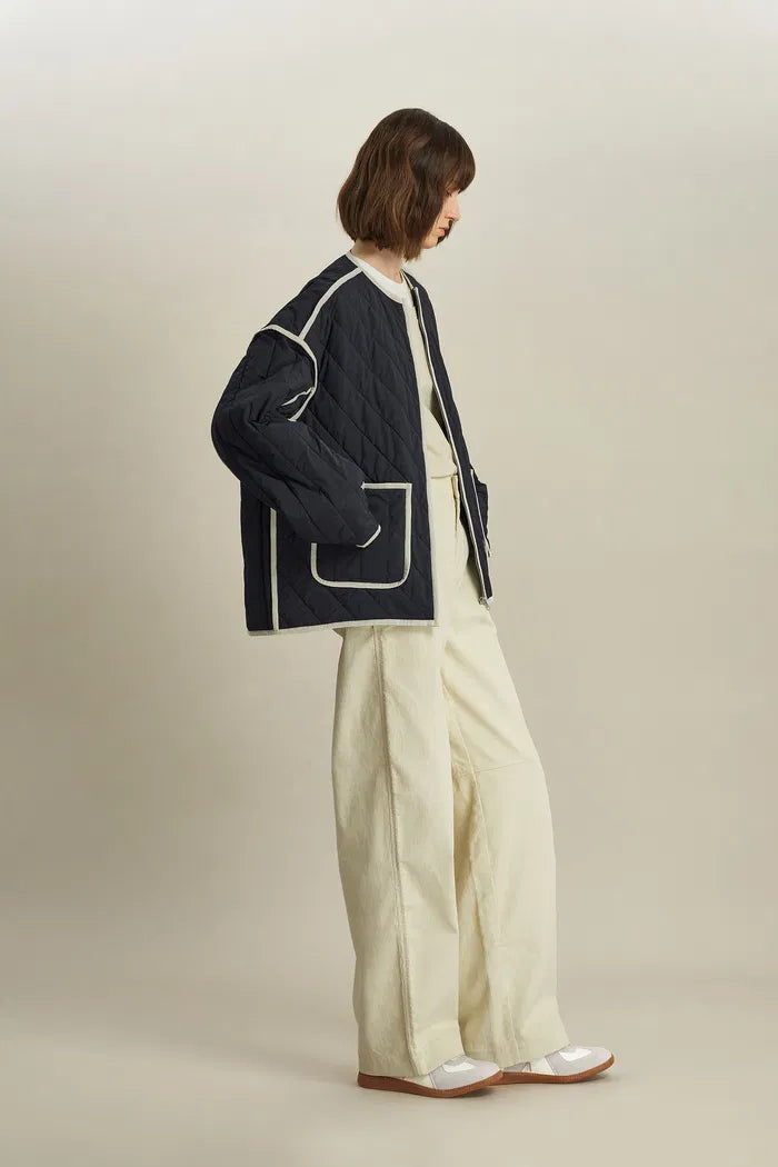 Women's Quilted Jacket with Contrast Trim | Lightweight