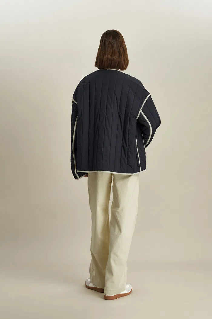 Women's Quilted Jacket with Contrast Trim | Lightweight