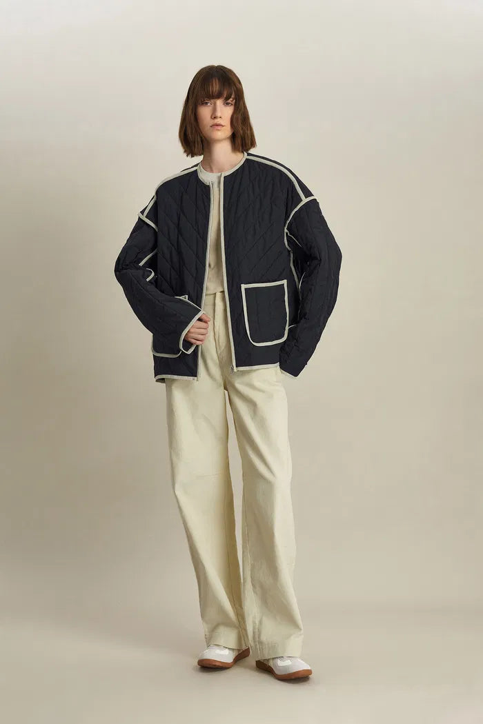 Women's Quilted Jacket with Contrast Trim | Lightweight