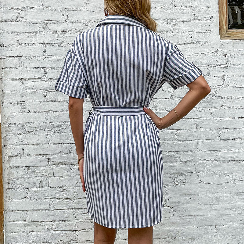 Women's Shirt Dress Striped Button Front | Casual
