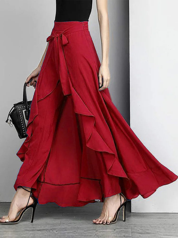 Women's Skirt Wrap Ruffle Maxi | Elegant