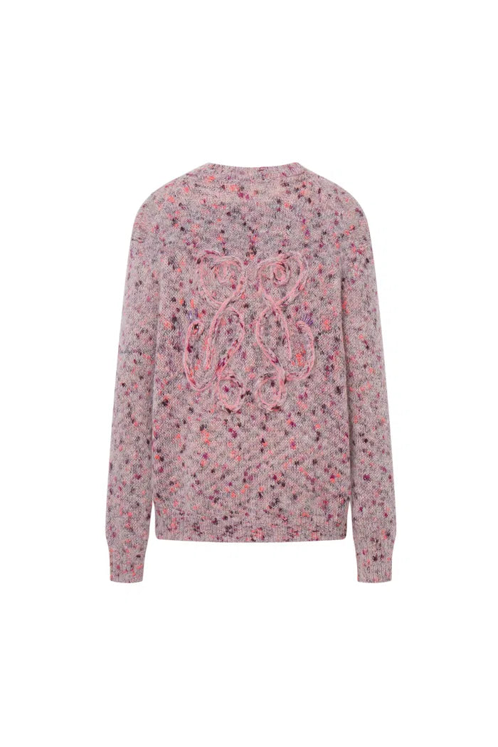 Women's Speckled Knit Crew Neck Purple Jumper | Casual