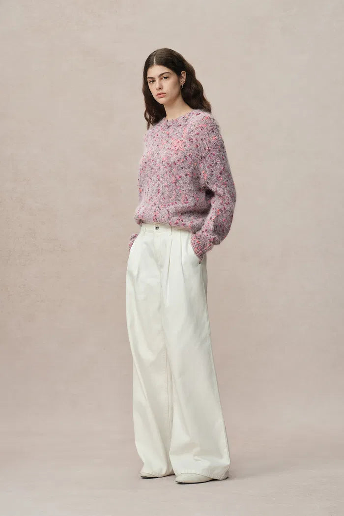 Women's Speckled Knit Crew Neck Purple Jumper | Casual