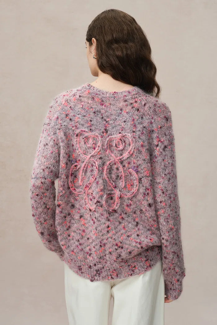 Women's Speckled Knit Crew Neck Purple Jumper | Casual