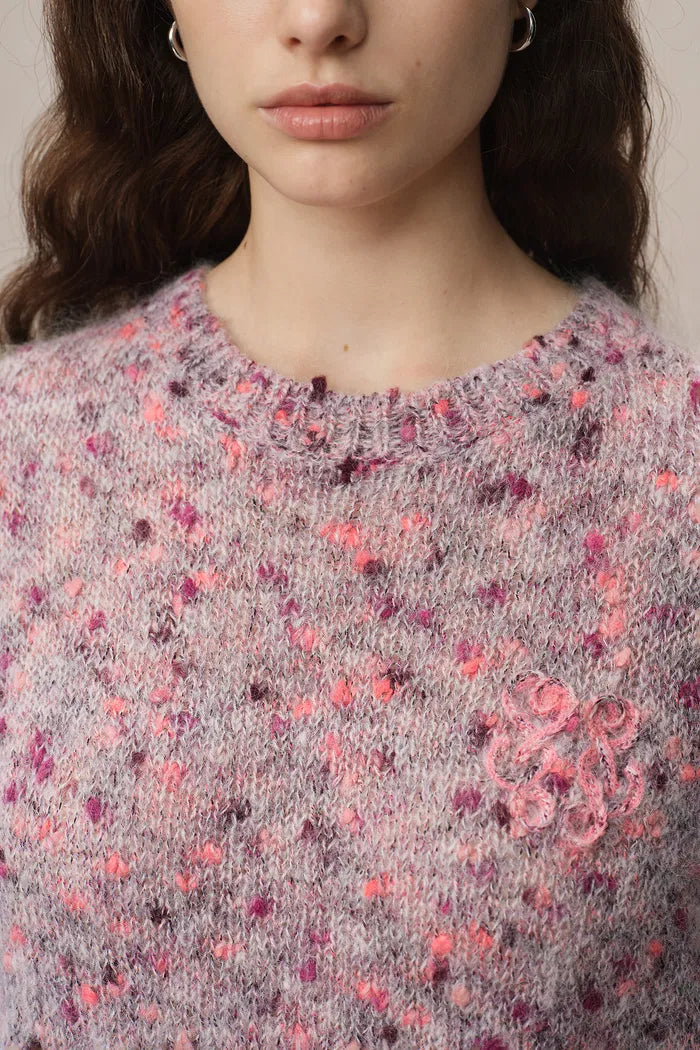 Women's Speckled Knit Crew Neck Purple Jumper | Casual