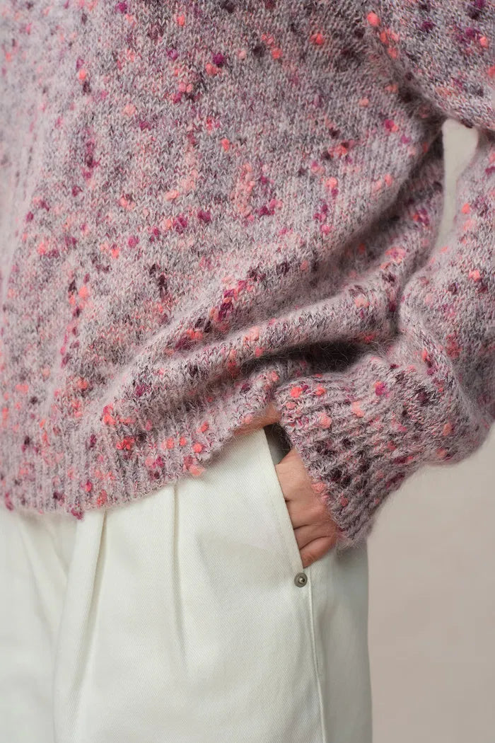 Women's Speckled Knit Crew Neck Purple Jumper | Casual