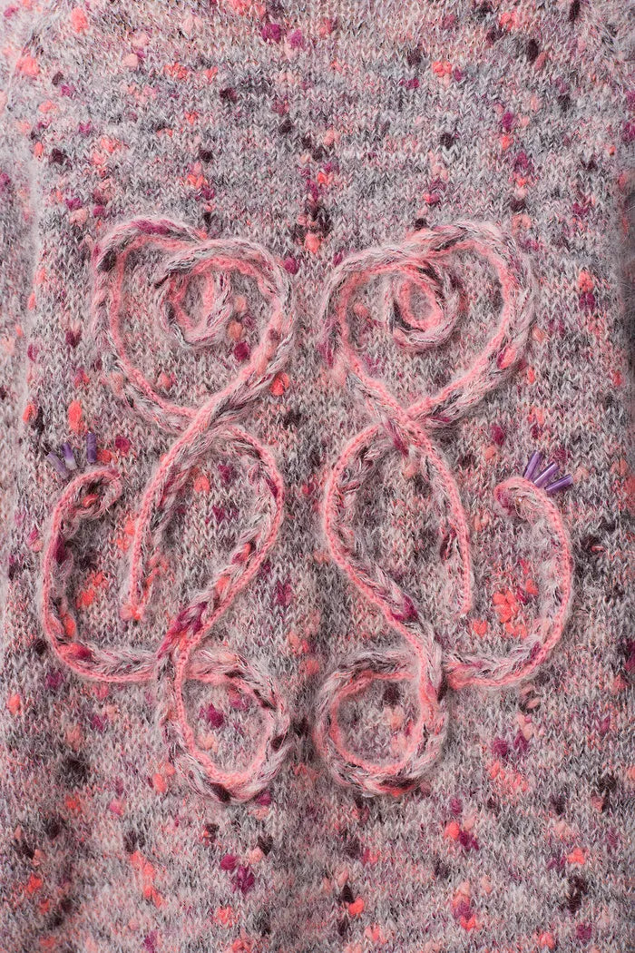 Women's Speckled Knit Crew Neck Purple Jumper | Casual