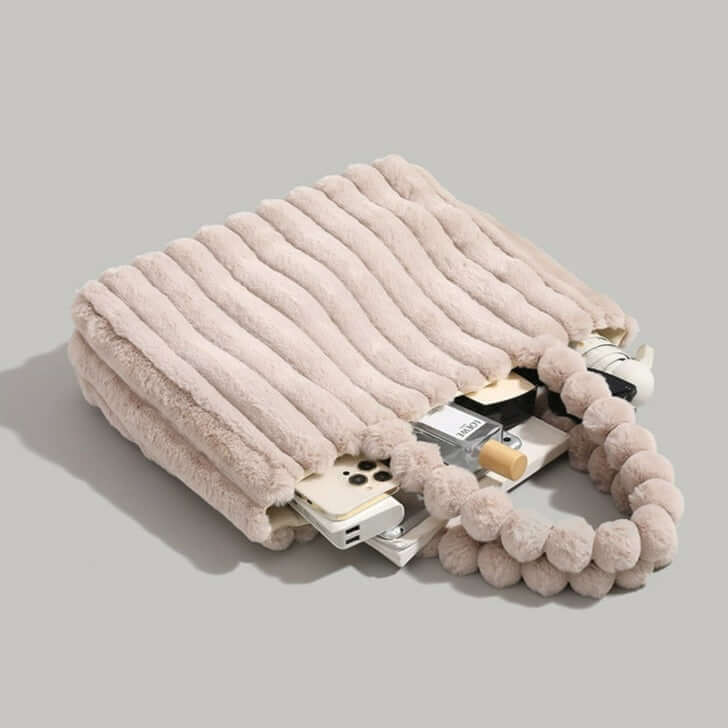 Women's Tote Bag Plush Pom-Pom Handles | Trendy