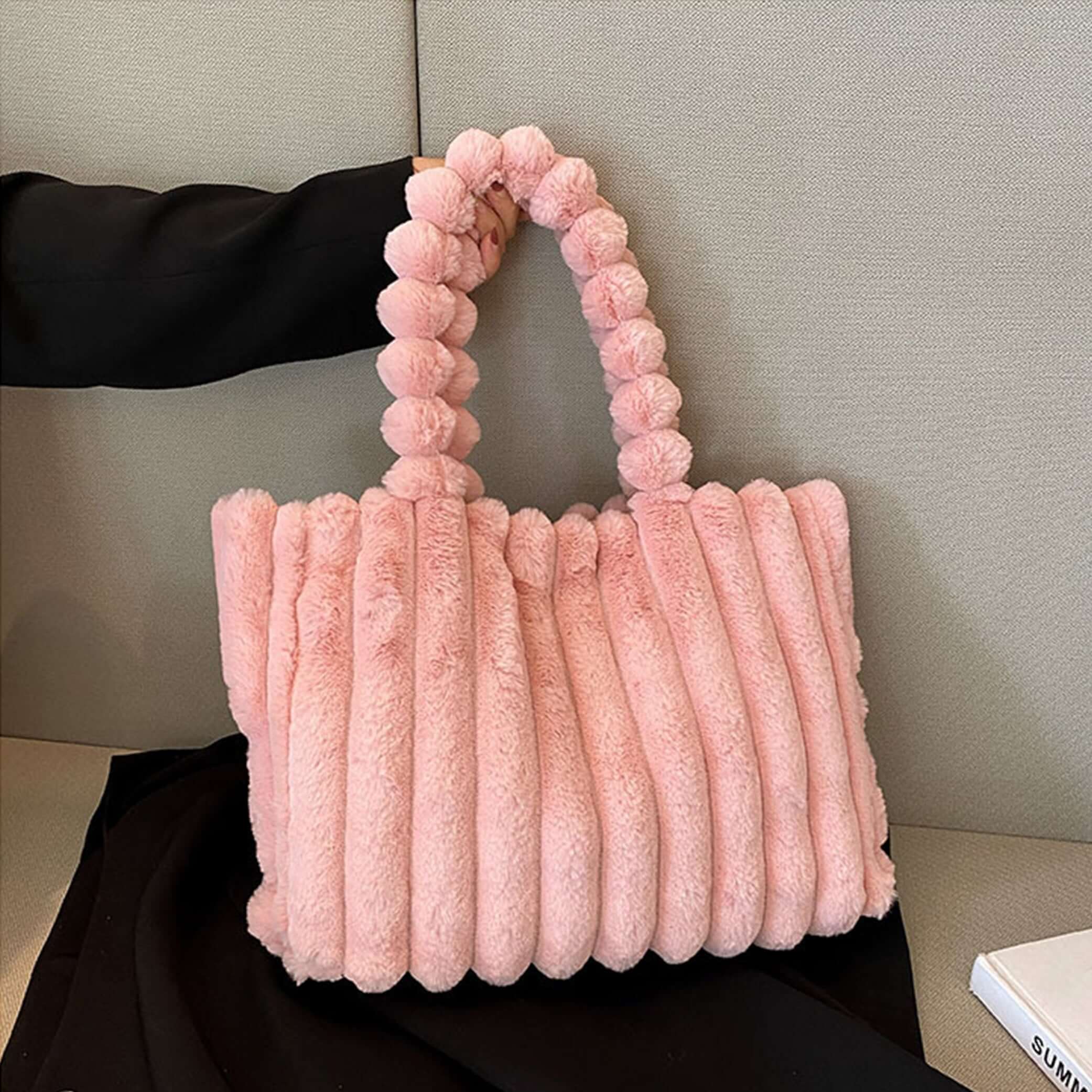 Women's Tote Bag Plush Pom-Pom Handles | Trendy