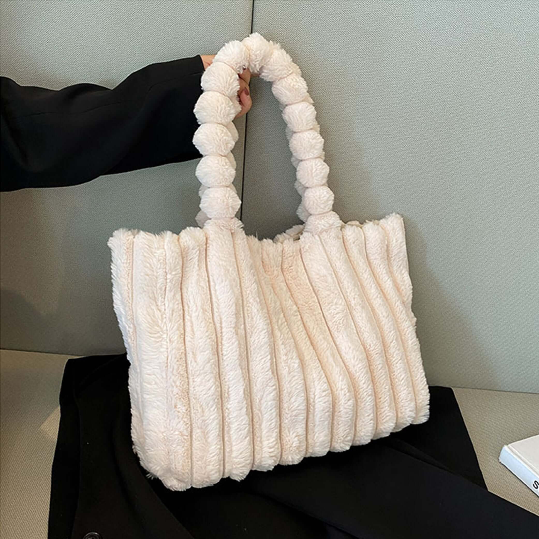 Women's Tote Bag Plush Pom-Pom Handles | Trendy