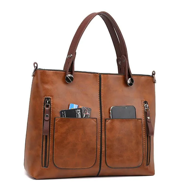 Women's Tote Bag With Zip Pockets | Shoulder
