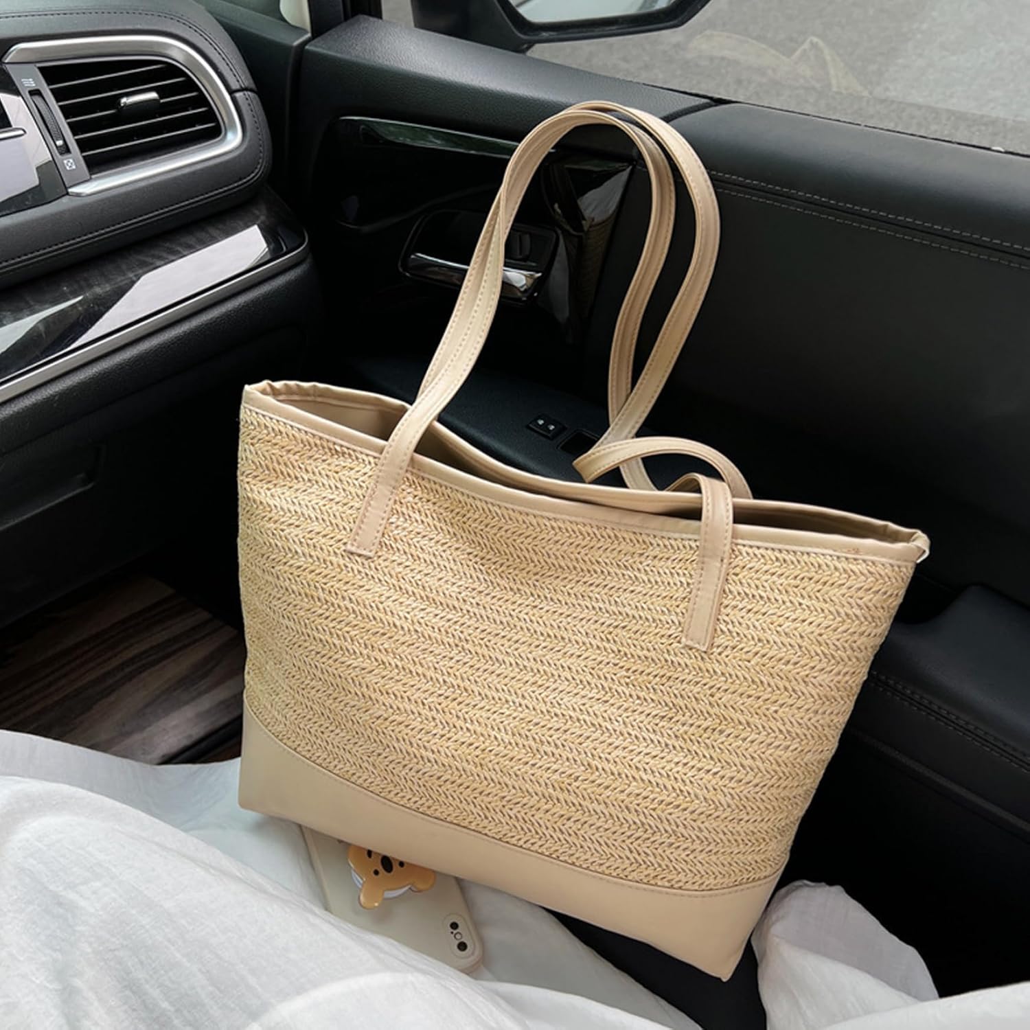 Women's Tote Bag with Woven Textured Design | Casual