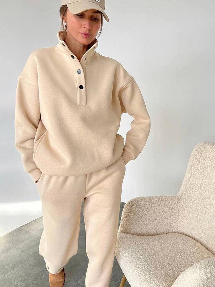 Women's Tracksuit Two Piece Button Collar | Co Ord
