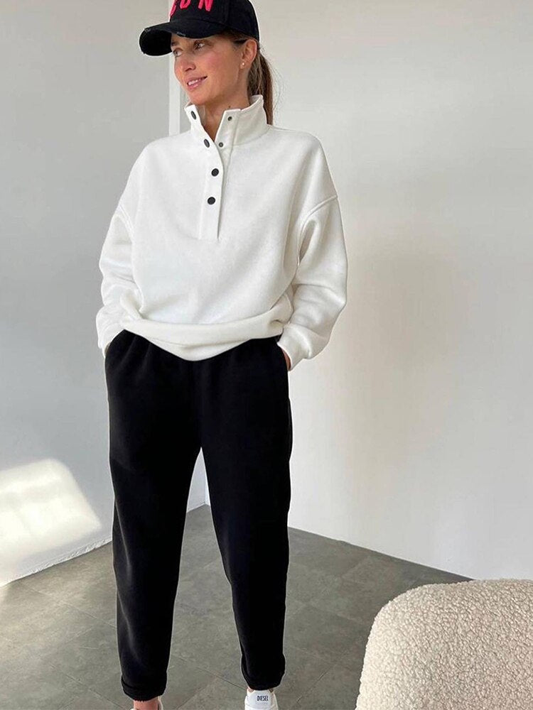 Women's Tracksuit Two Piece Button Collar | Co Ord