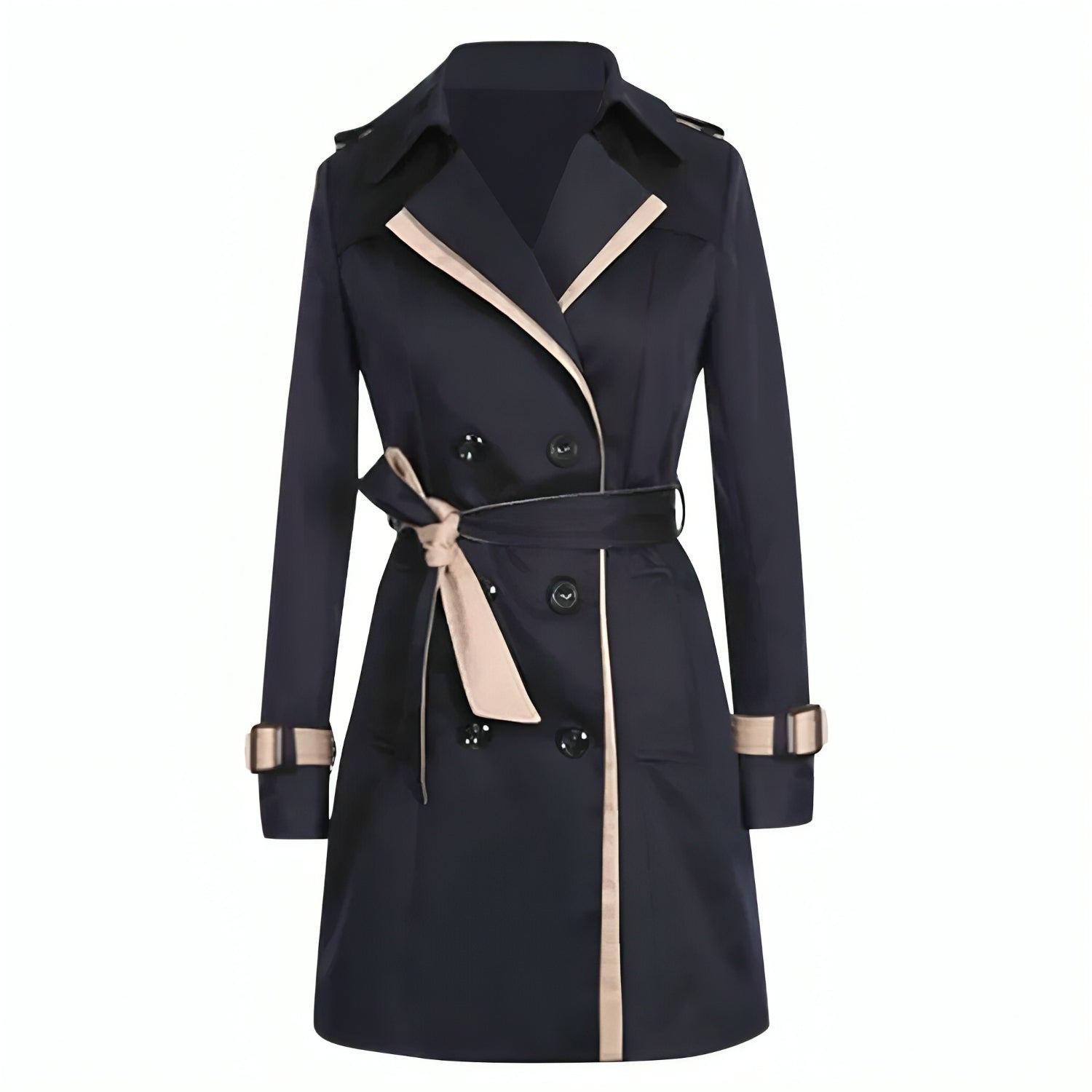 Women's Trench Coat Double-Breasted | Contrast Trim