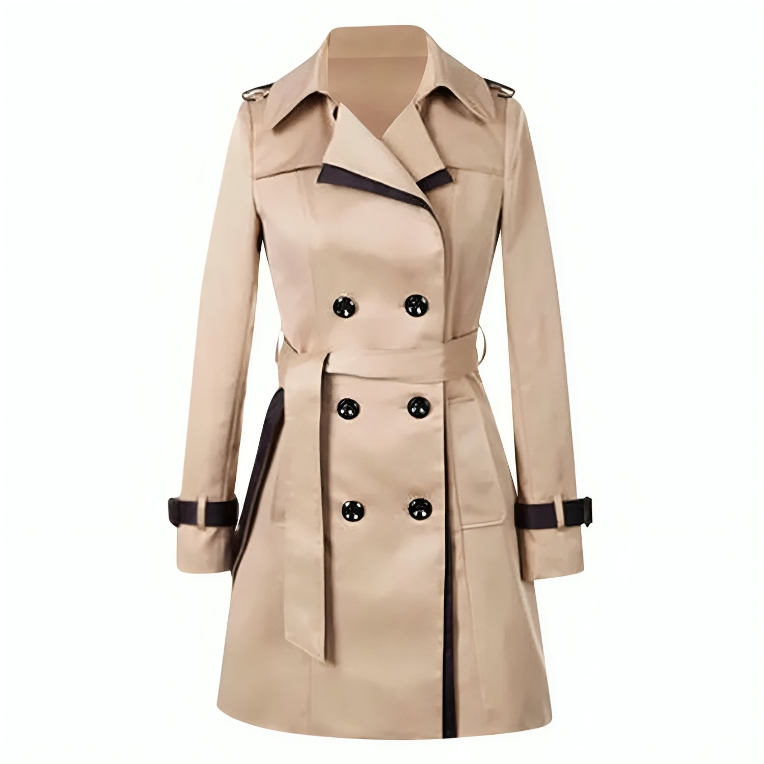 Women's Trench Coat Double-Breasted | Contrast Trim
