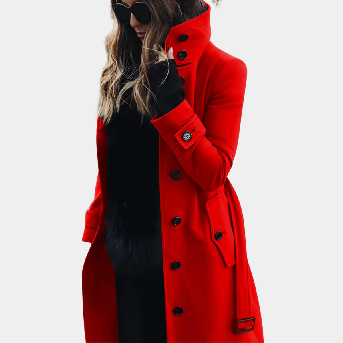 Women's Trench Coat High Neck | Double Breasted