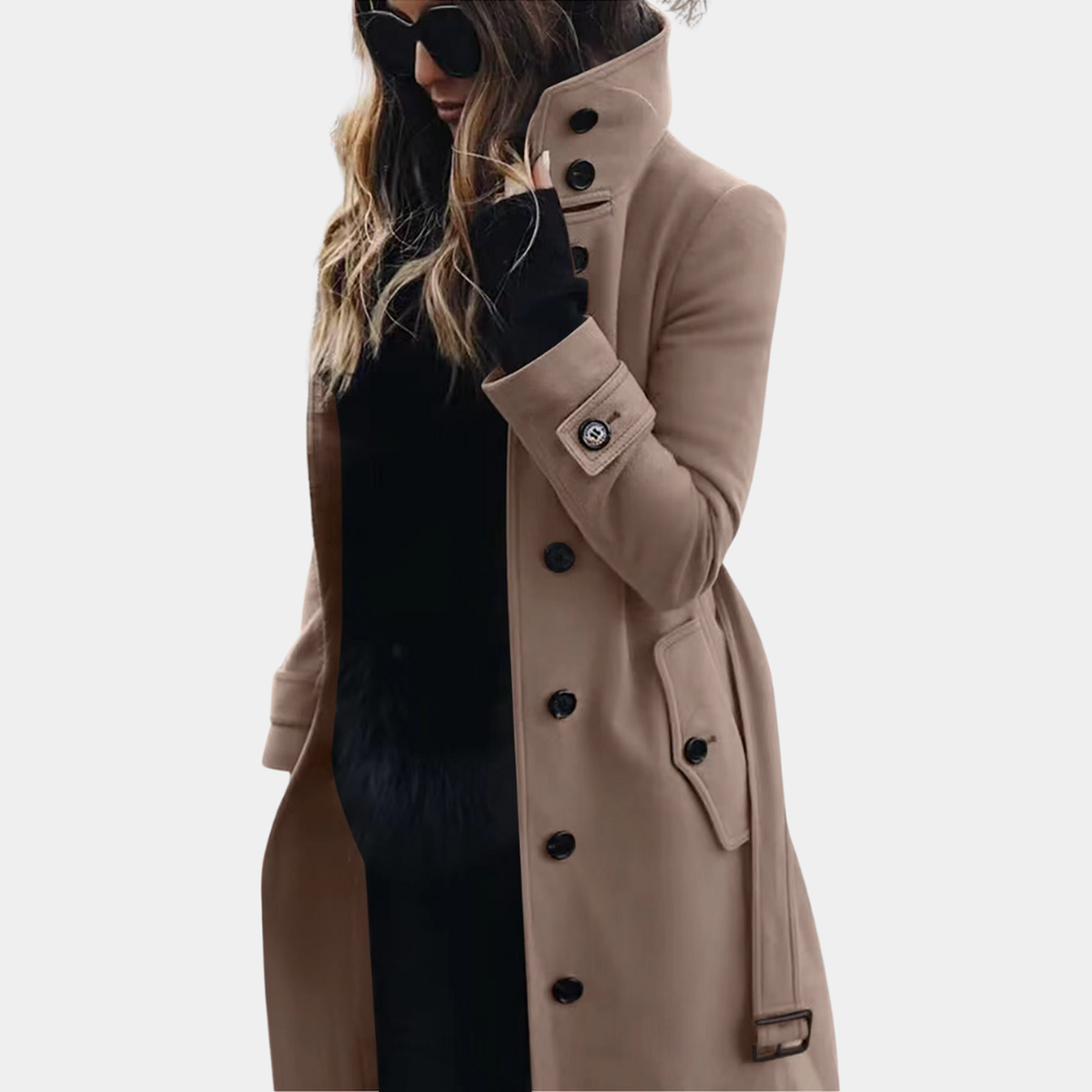 Women's Trench Coat High Neck | Double Breasted